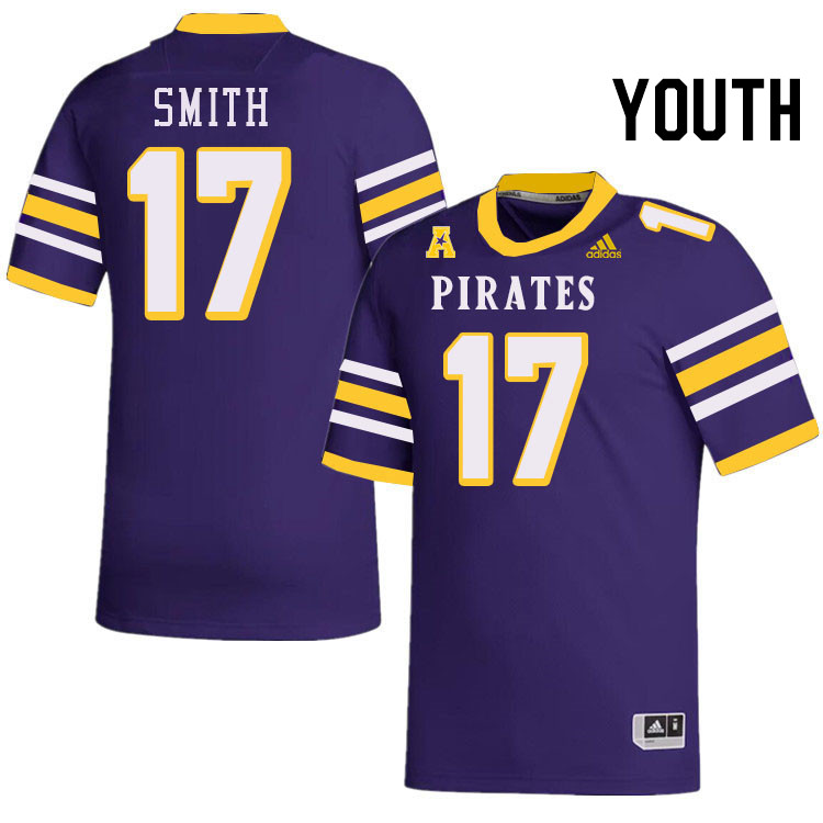 Youth #17 Anthony Smith ECU Pirates College Football Jerseys Stitched-Throwback